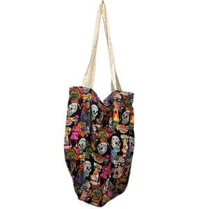 Day of the Dead Sugar Skulls Handmade Oversized Tote Shopping Bag Los Novios